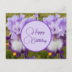 Feliz cumpleaños Iris tarjeta postal floral para d
