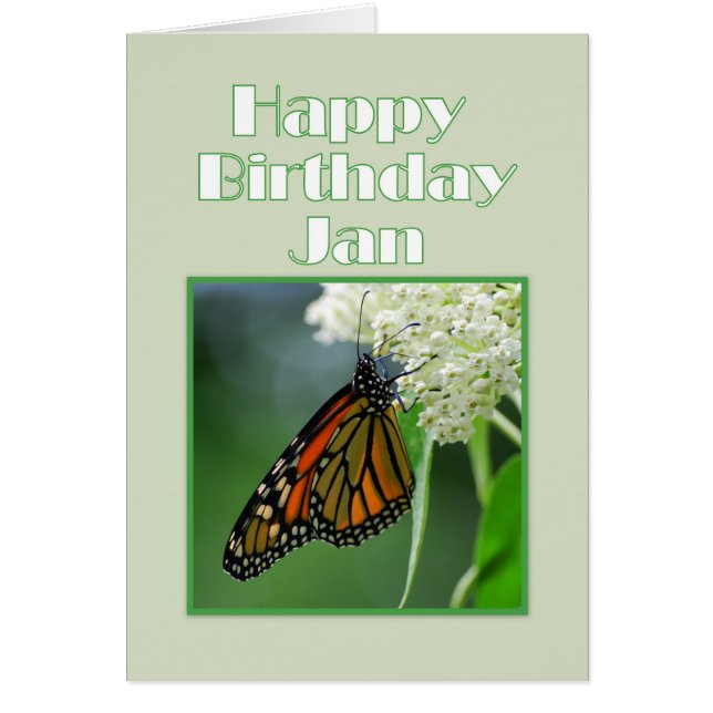 Feliz cumpleaños Jan Monarch Butterfly (Frente)