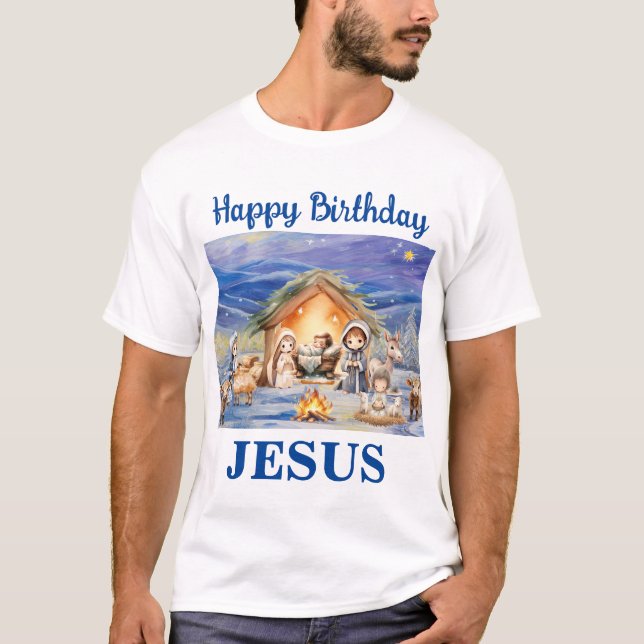 Feliz cumpleaños, Jesús Navidades Camiseta masculi (Anverso)