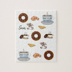 Feliz cumpleaños jigsaw Puzzle Coffee Donuts