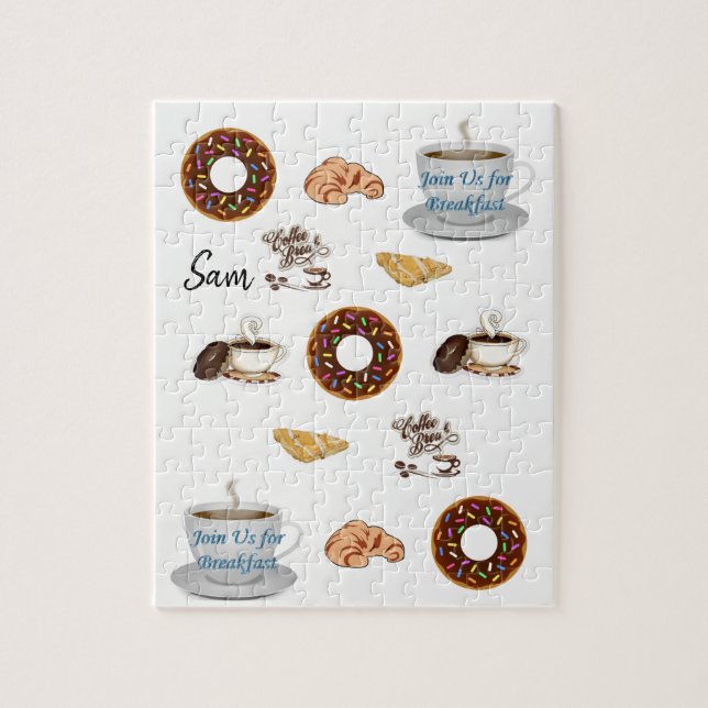 Feliz cumpleaños jigsaw Puzzle Coffee Donuts (Vertical)