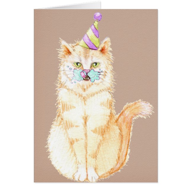 Feliz cumpleaños | Kitty con cara de pastel (Frente)