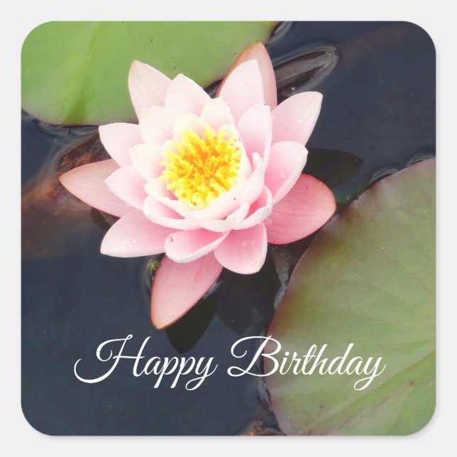 Feliz cumpleaños, Lily de Agua Rosa #1-2 Pegatinas (Anverso)