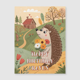 Feliz cumpleaños lindo hedgehog Magnetic Card