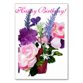 Feliz cumpleaños lindo mantel de tarjetas florales