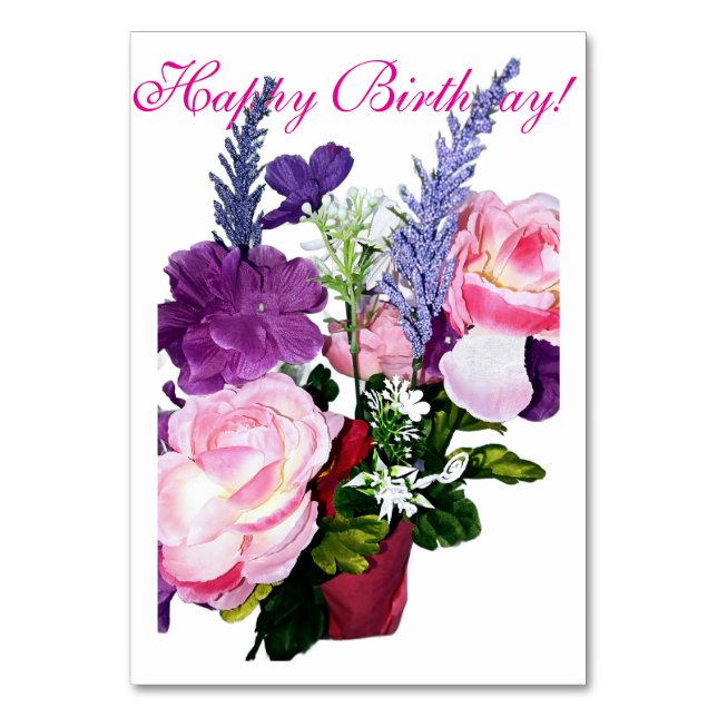 Feliz cumpleaños lindo mantel de tarjetas florales (Anverso)