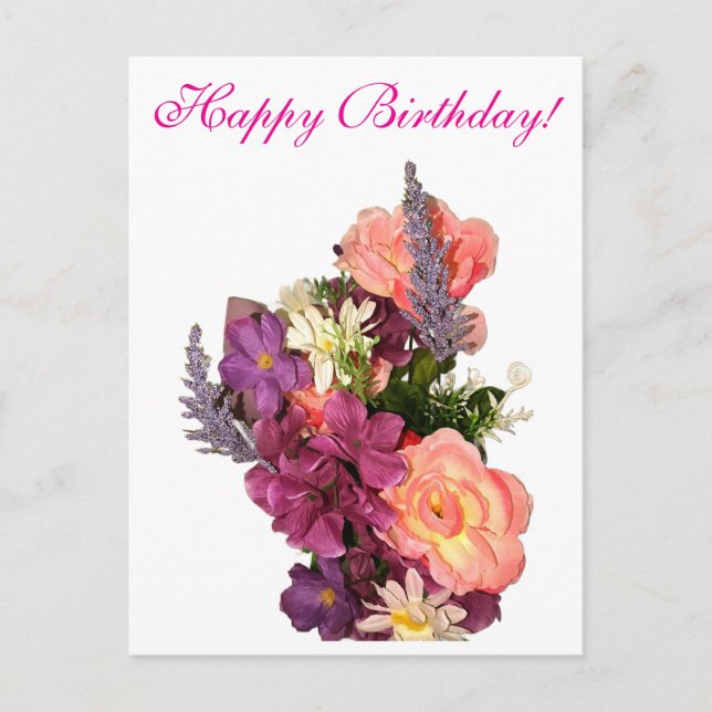 Feliz cumpleaños lindo tarjeta floral (Anverso)