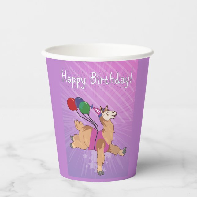 ¡Feliz cumpleaños Llama! Vaso de Papel (Anverso)