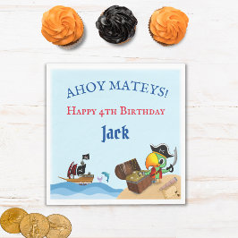 Feliz Cumpleaños Loro Pirata y Servilleta de Papel