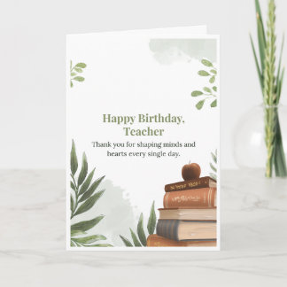 Feliz Cumpleaños Maestro Libros Manzana Tarjeta