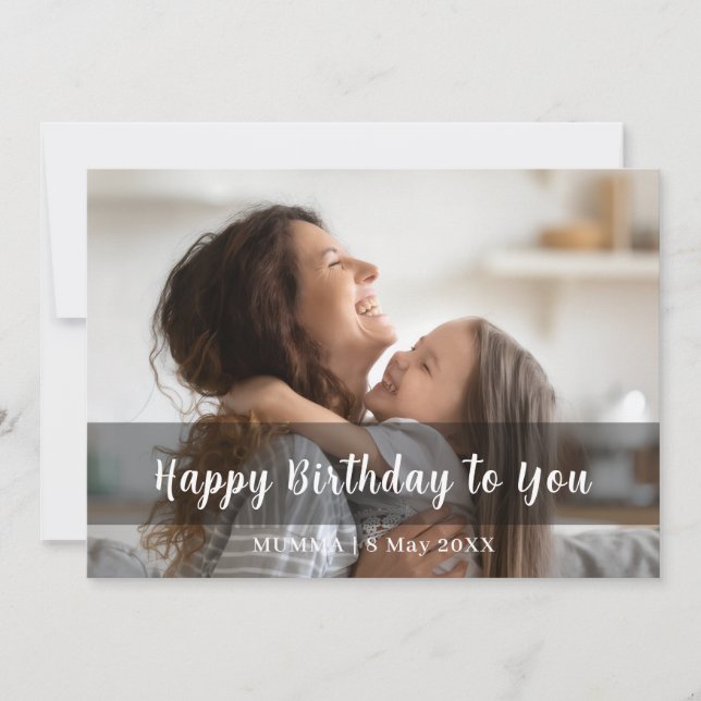 Feliz Cumpleaños Mamá Diseño de Foto con Letra Mod (Anverso)