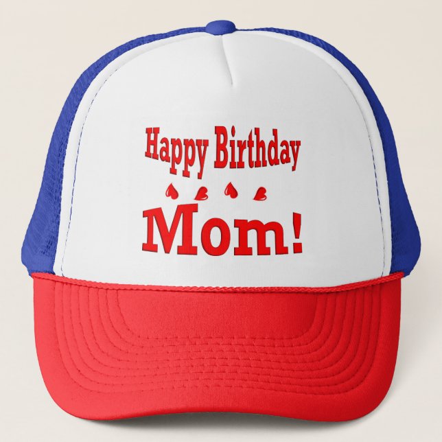 Feliz cumpleaños, mamá gorra rojo, blanco y azul (Anverso)
