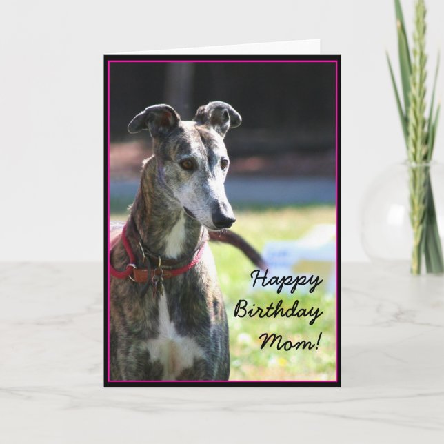 Feliz cumpleaños, mamá Greyhound tarjeta de saludo (Anverso)