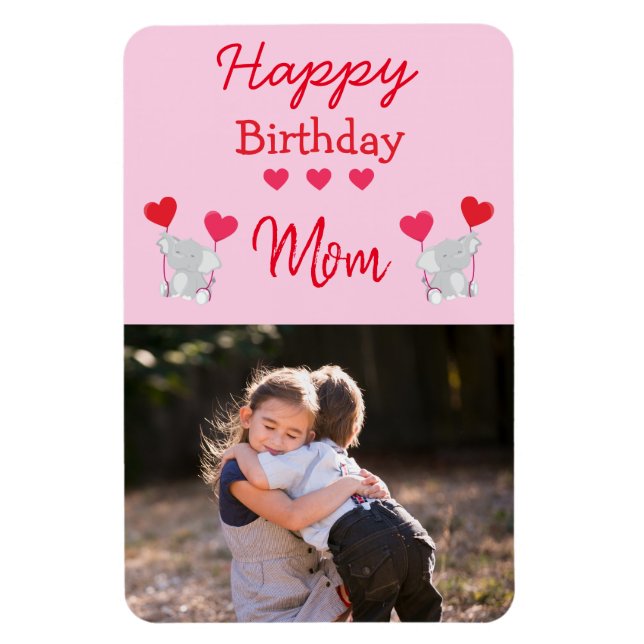 Feliz Cumpleaños Mamá Imán de Foto de Elefante (Vertical)