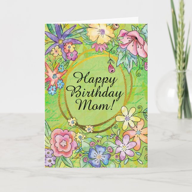 ¡Feliz Cumpleaños Mamá! Tarjeta de Felitaciones Ve (Anverso)