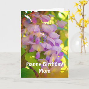 Feliz cumpleaños, mamá Wisteria, tarjeta de flores