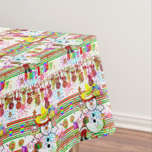 Feliz cumpleaños, mantel de nieve Papá Noel