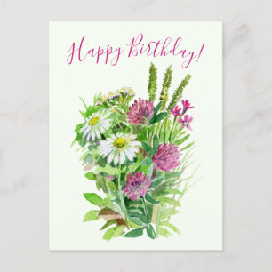 Feliz cumpleaños, margarita, tarjeta postal de flo