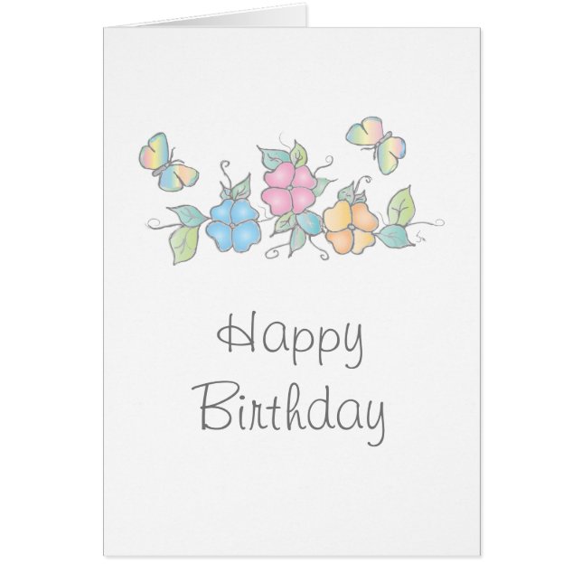 Feliz cumpleaños, mariposa floral acuarela (Frente)