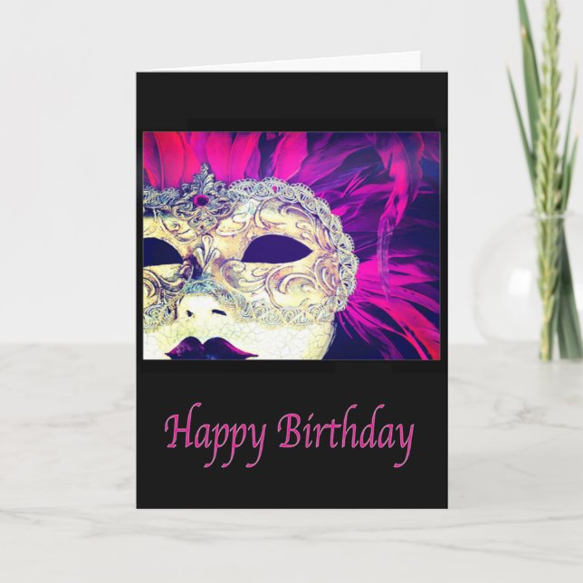 Feliz Cumpleaños Máscara De Venecia De Una Tarjeta (Anverso)