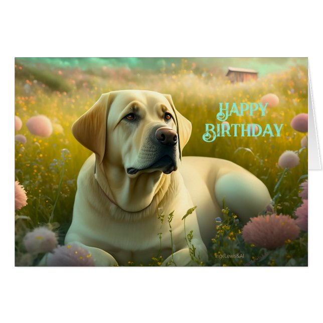 Feliz cumpleaños, Mascota lindo, Labrador, país de (Anverso (Horizontal))