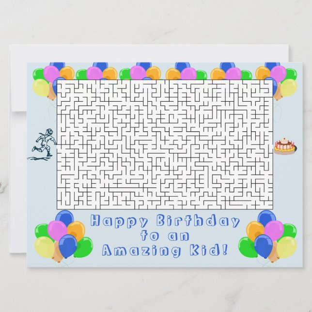 Feliz cumpleaños Maze y globos asombrosos niños az (Anverso)