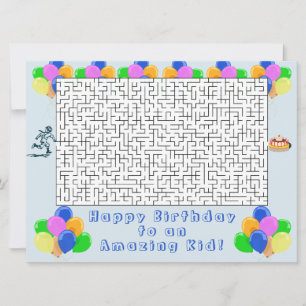 Feliz cumpleaños Maze y globos asombrosos niños az