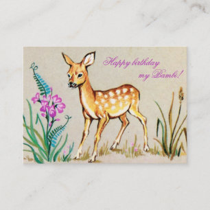Feliz cumpleaños, mi Bambi! Tarjeta postal antigua