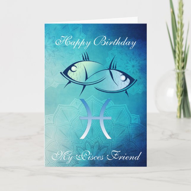 Feliz cumpleaños mi tarjeta del amigo de Piscis (Anverso)