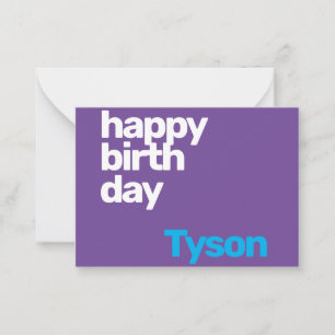 feliz cumpleaños mínimo púrpura tarjeta de nota pl