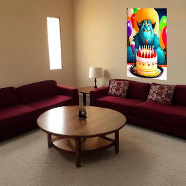 Feliz cumpleaños, monstruo, globo de torta | Arte