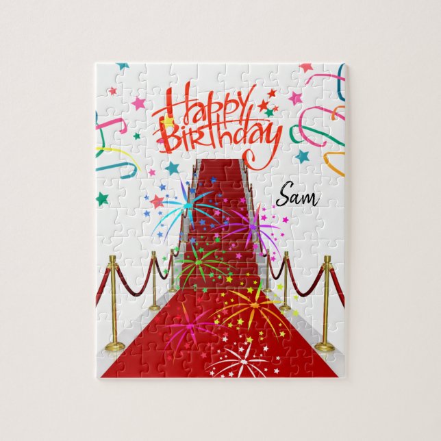 Feliz cumpleaños Moqueta Roja del rompecabezas (Vertical)