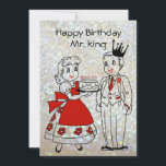 Feliz cumpleaños Mr King Funny Birthday Card<br><div class="desc">Feliz cumpleaños,  tarjeta de cumpleaños divertida Mr King. Elegante,  hermoso,  bonito y moderno diseño. Se pueden cambiar el estilo,  el tamaño y los colores de las fuentes.</div>