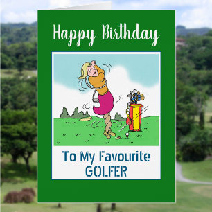 Feliz cumpleaños, mujer golfer