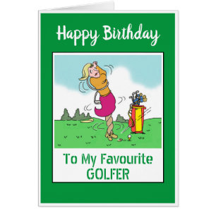 Feliz cumpleaños, mujer golfer