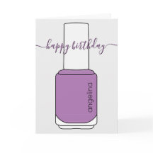 Feliz cumpleaños Nail Polish arte púrpura Tarjeta