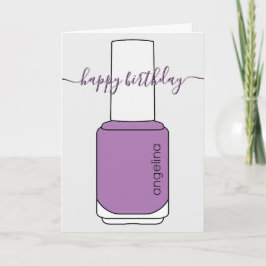 Feliz cumpleaños Nail Polish arte púrpura Tarjeta