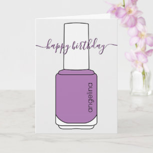 Feliz cumpleaños Nail Polish arte púrpura Tarjeta