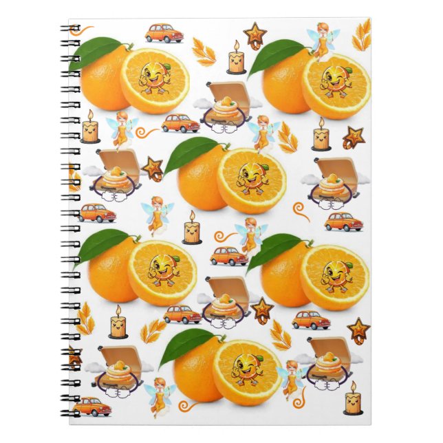 Feliz Cumpleaños Naranjas Pastel Hada Libreta (Frente)