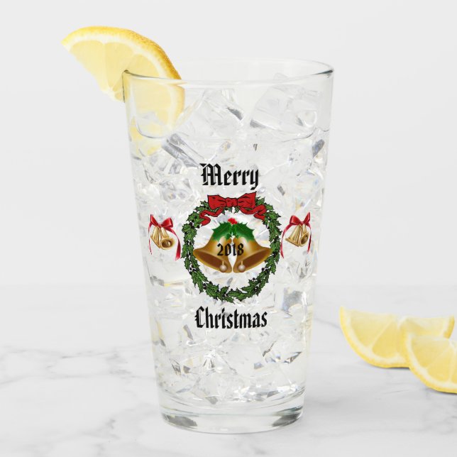 Feliz cumpleaños navideño, corona y campanas (Anverso (hielo))