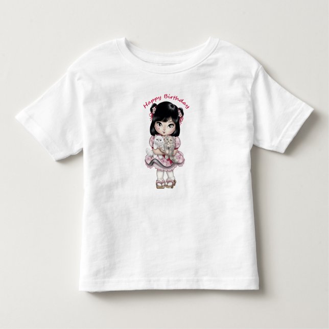 Feliz cumpleaños, niñitas camisetas para niñas. (Anverso)
