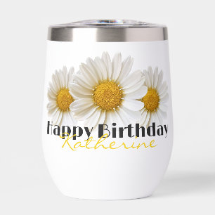 Feliz cumpleaños nombre amarillo White Daisies
