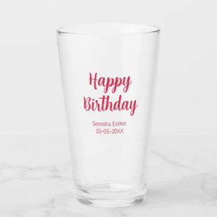 feliz cumpleaños nombre rojo retro simple moderno
