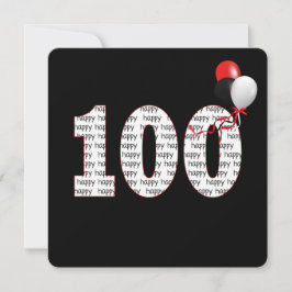 Feliz cumpleaños número 100 en invitación negra
