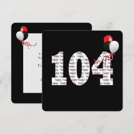 Feliz cumpleaños número 104 a la invitación negra