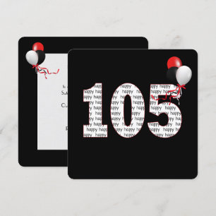 Feliz cumpleaños número 105 a la invitación negra