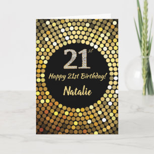 Feliz cumpleaños número 21 tarjeta Purpurina negra