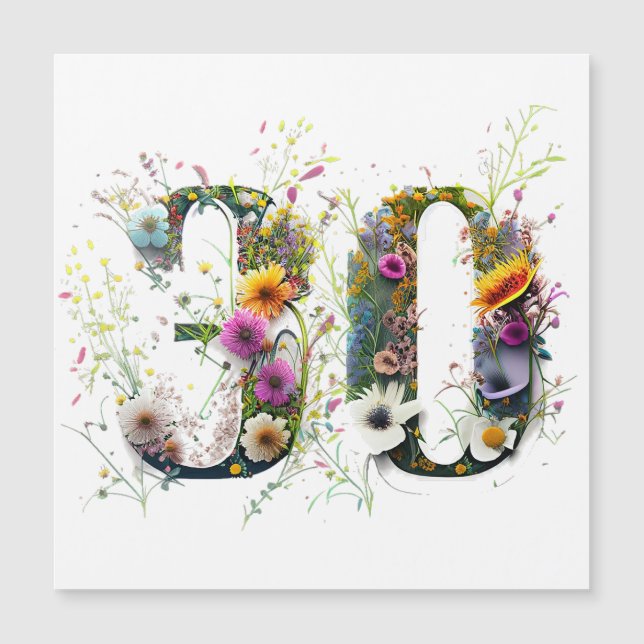 Feliz cumpleaños número 30 Flores silvestres y páj (Anverso)