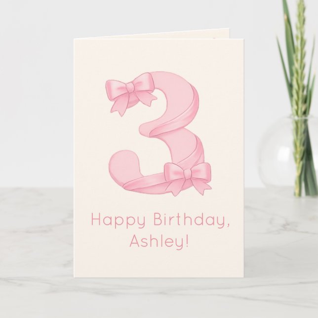 Feliz cumpleaños número 3 Tarjeta personalizada pa (Anverso)