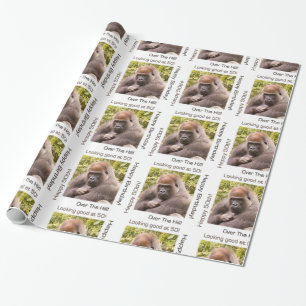Feliz cumpleaños número 50 papel de regalo Gorila